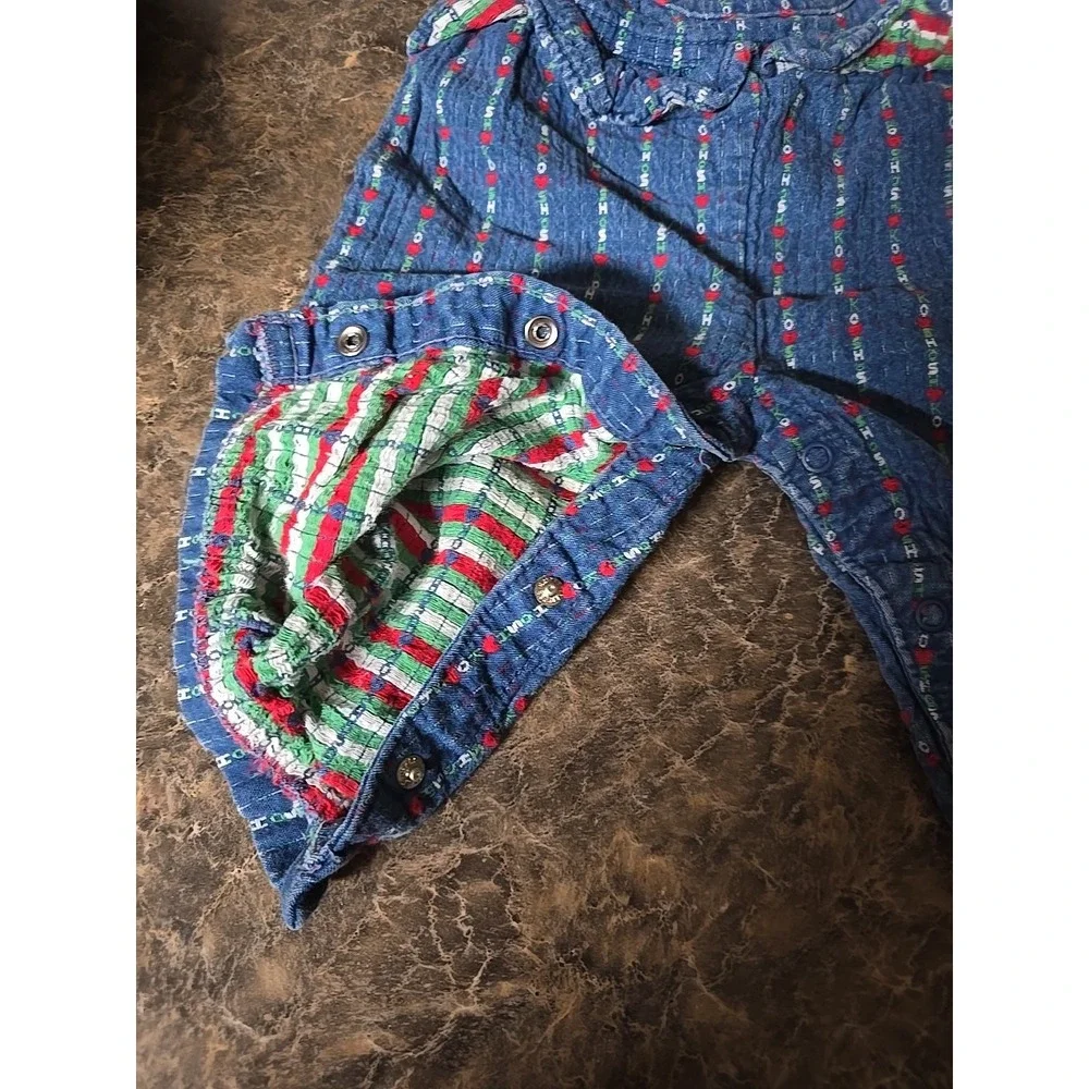 RARE OshKosh B'Gosh‎ Vintage Logo Ruffle Spell Out Heart Overalls Size 6M/9M